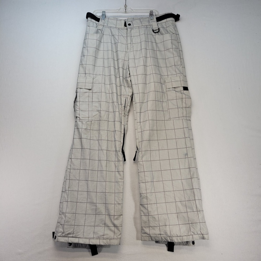 Helix Snowboard Pants Womens XL Gray Grid Insulated Cargo Ski Trousers